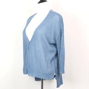 Eileen Fisher Size M Button Linen Cardigan Sweater Cornflower Blue
